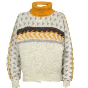 Vtg Alafoss Icewool Sweater Gray Arrow Nordic Knit 80s Iceland Pullover XS /234
